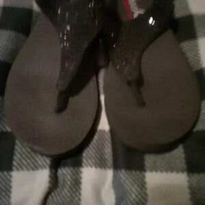 Black Beaded Flip Flops